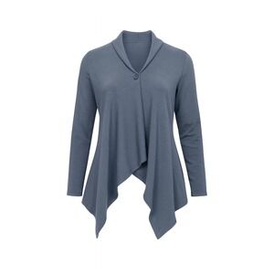 Denim & Co. Wrap Front Cardigan with Single Button Closure- Size M Cotton blend